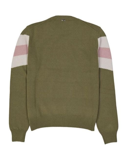 Herno Green Chevron-Pattern Sweater for men