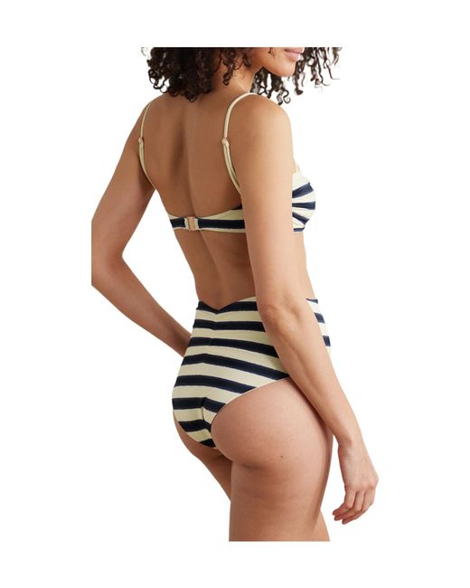 Johanna Ortiz Blue Marinera Embellished Striped Recycled Bikini Briefs
