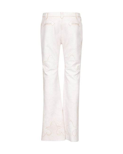 Acne White Spliced Leather Trousers