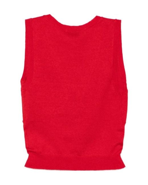 ShuShu/Tong Red Bow-Detail Knitted Top
