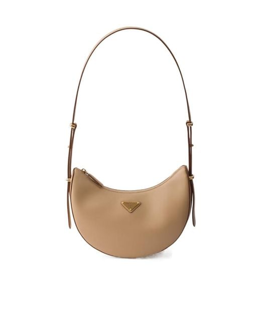 Prada White Arqué Small Leather Shoulder Bag