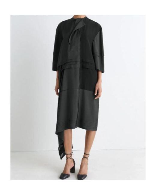 Lemaire Black Asymmetrical Pleated Blouse Dress