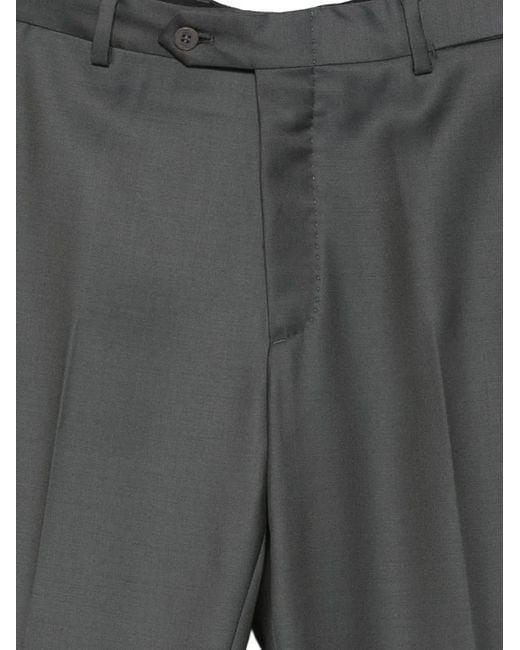 Brioni Gray Tigullio Pressed-Crease Tailored Trousers for men