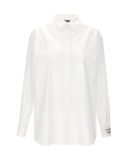 Moschino White Poplin Collared Short-Sleeve Shirt