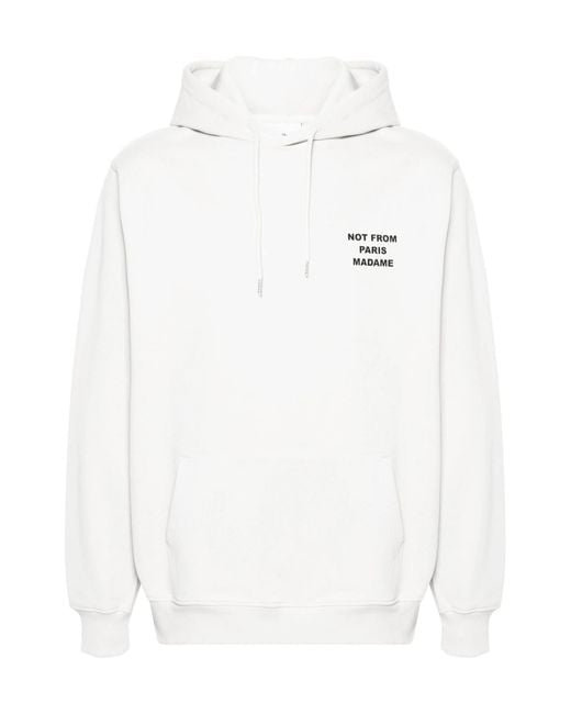 Drole de Monsieur White Drôle De Monsieur Slogan-Printed Drawstring Hoodie for men