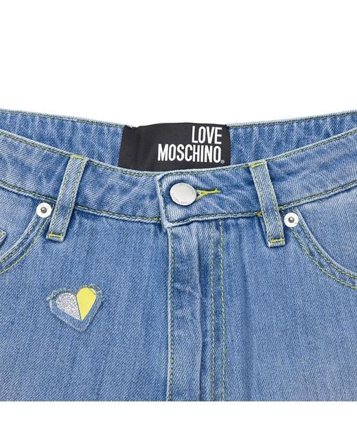 Moschino Blue Printed Denim Shorts