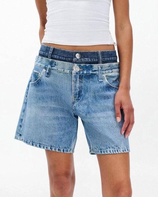 Rag & Bone Blue Layered Denim Shorts