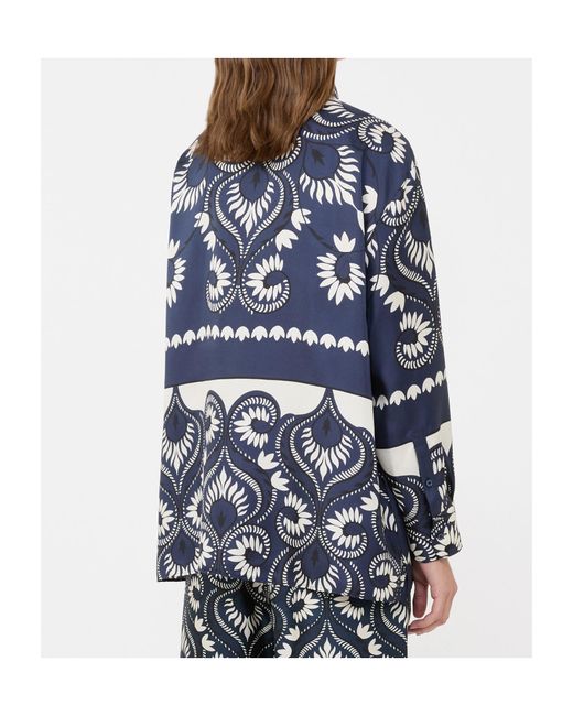 Weekend by Maxmara Blue Silk Patchwork Printed Shirt