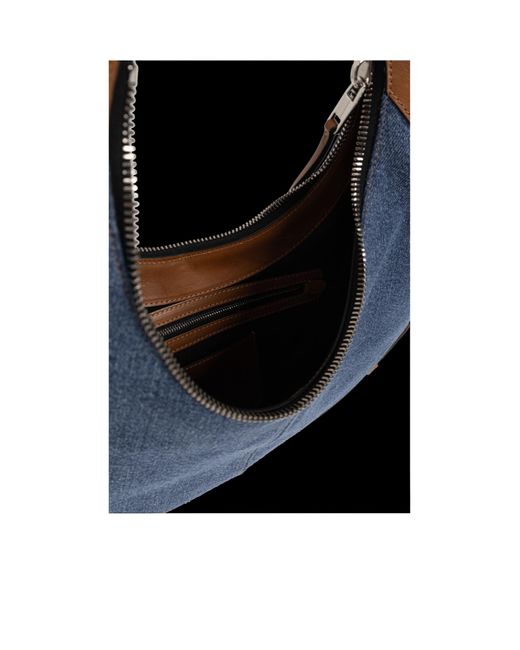 Moschino Blue Denim Leather-Trim Shoulder Bag