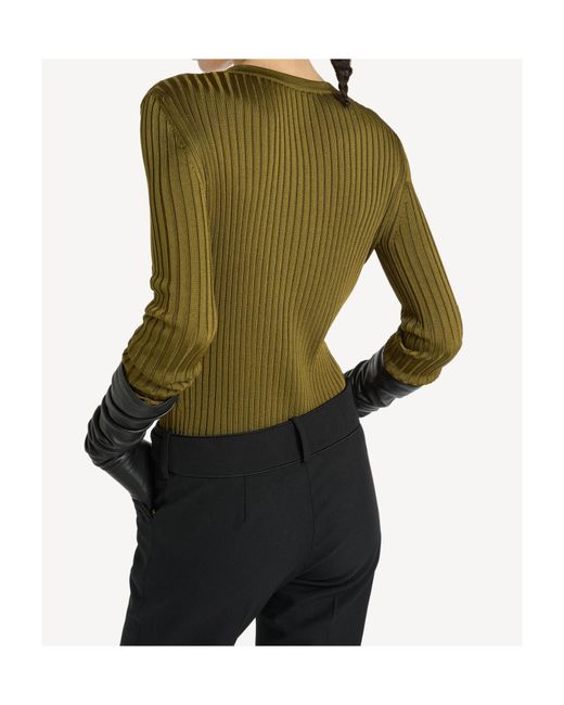 Balmain Green Buttoned Ribbed Knit Cardigan