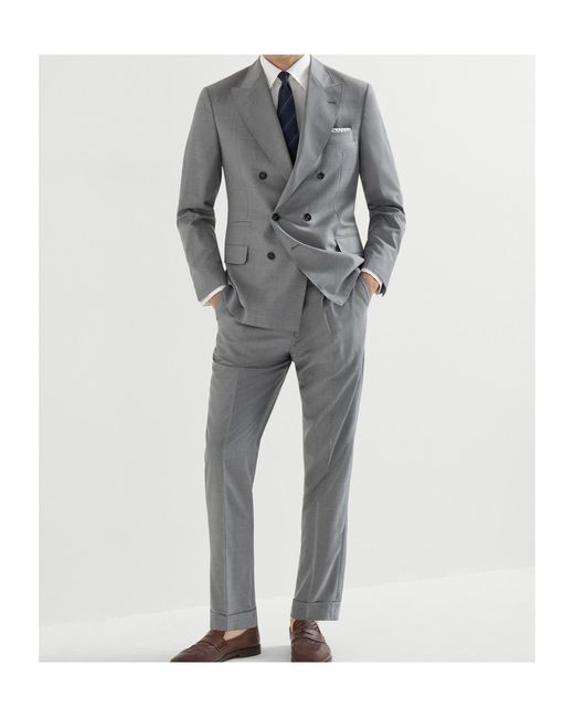 Brunello Cucinelli Blue Virgin-Wool And Silk Lightweight Hopsack One-And-A-Half Breasted Blazer for men