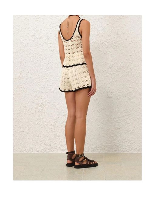 Zimmermann Natural Crochet Shorts