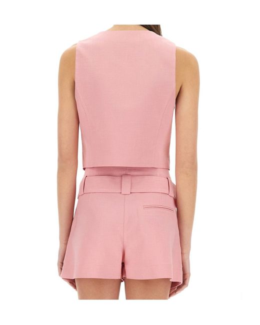 MSGM Pink V-Neck Buttoned Waistcoat