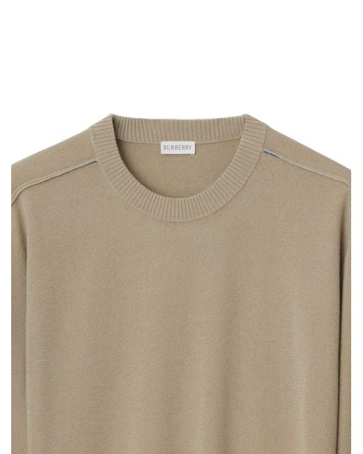 Burberry Natural Crew-Neck Wool Jumper for men