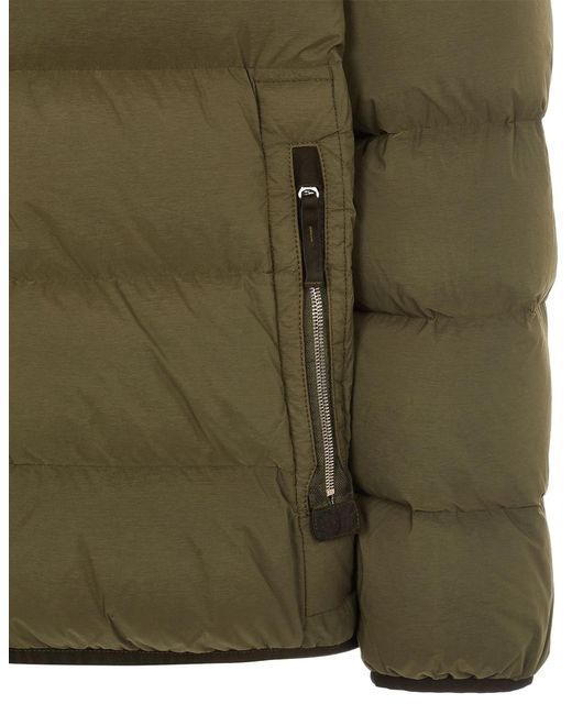 Stone Island Green Compass Patch Zip-Up Puffer Jacket for men
