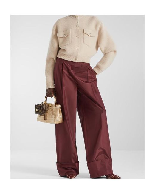 Fendi Natural Button-Up Knitted Crewneck Cardigan