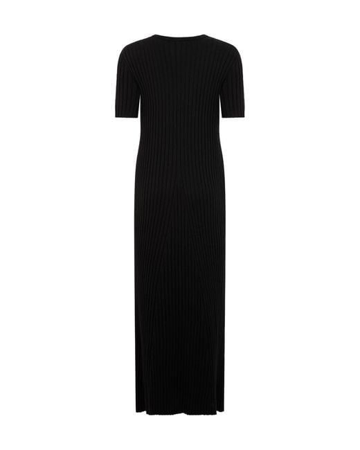 Lisa Yang Black Ribbed Short-Sleeve Knitted Dress