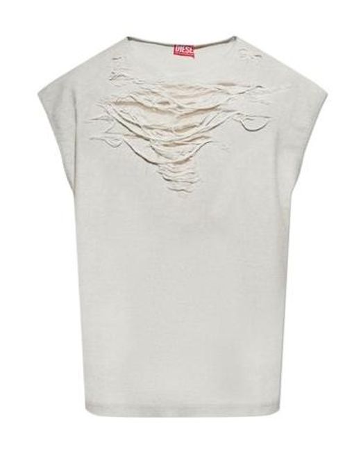 DIESEL Gray S-Rub-Sl Distressed T-Shirt for men