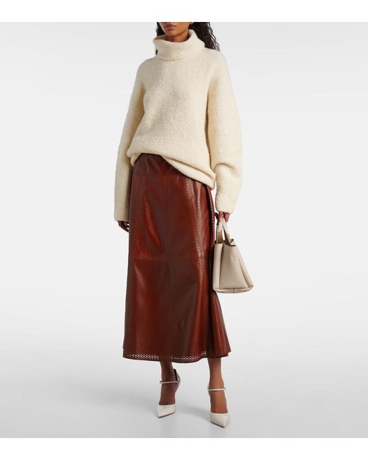 Ulla Johnson Brown Aninda Leather Midi Skirt