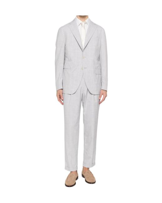 Eleventy White Striped Suit for men