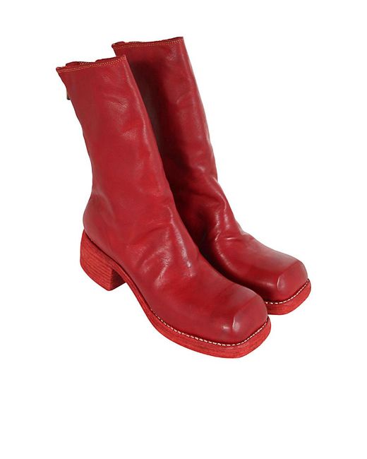Guidi Red Back Zipped Mid Boots