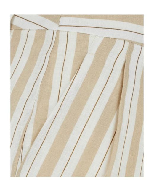Semicouture Natural Semi Couture Striped Linen Shorts