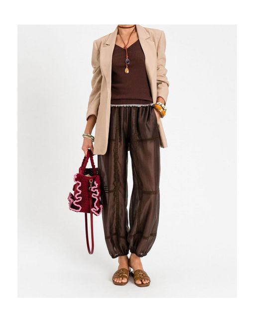Twinset Brown V-Neck Knitted Vest