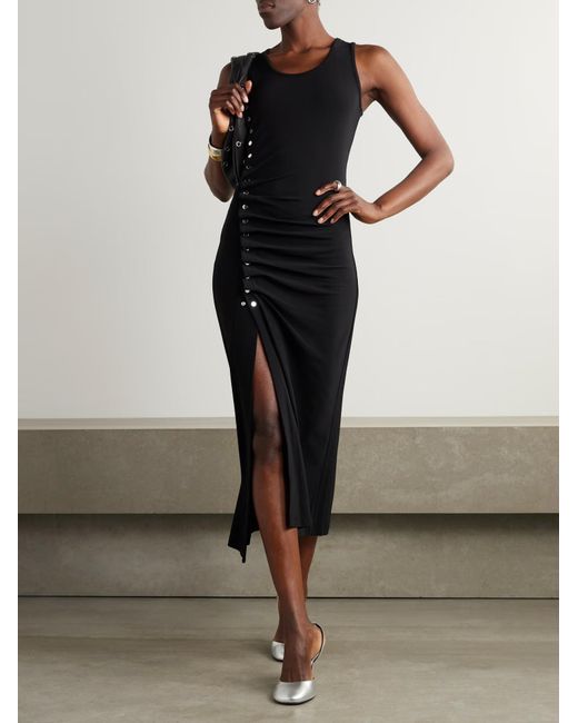 Rabanne Black Stud-Detail Midi Dress