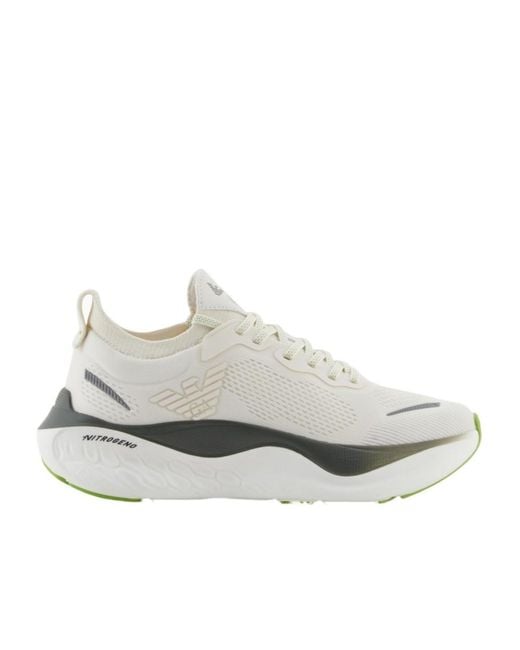 EA7 White Logo Printed Lace-Up Sneakers for men