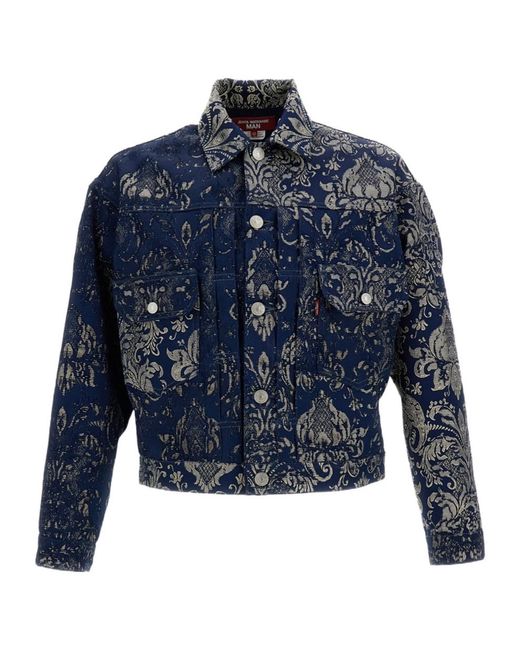 Junya Watanabe Blue Watanabe X Levi's Damask Trucker Jacket for men