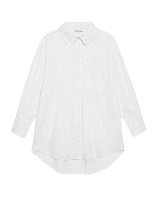 Anine Bing White Mika Striped Shirt