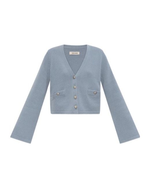 Zadig & Voltaire Blue Wide-Sleeve Cashmere Cardigan