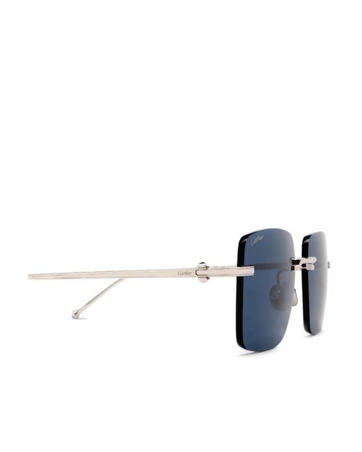 Cartier Blue Square Rimless Sunglasses for men