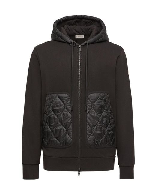Moncler Black Diamond Quilted Cotton Blend Zip-Up Hoodie for men