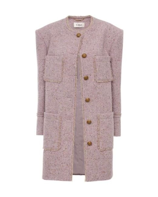 Chloé Purple Button Patch Pocket Coat
