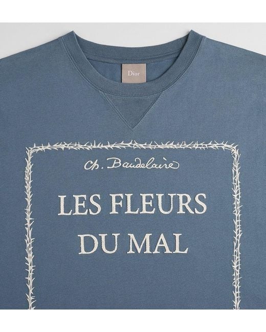 Dior Blue Homme Book Cover Embroidery Relaxed Fit T-Shirt for men