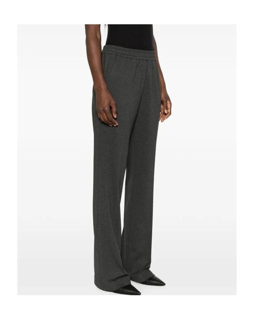 Pinko Gray Elasticated-Waistband Straight-Leg Trousers