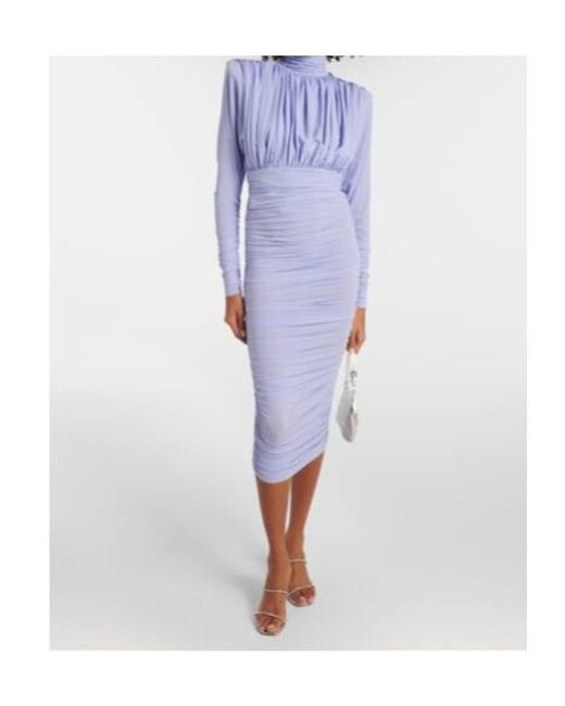 Alex Perry Blue Ruched Crêpe Jersey Midi Dress