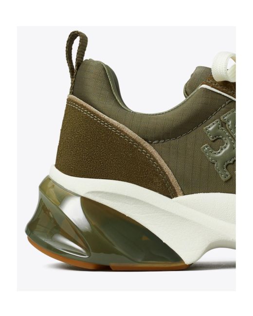 Tory Burch Green Logo-Patch Sneakers
