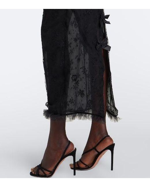 Alessandra Rich Black Bow-Detail Lace Maxi Dress
