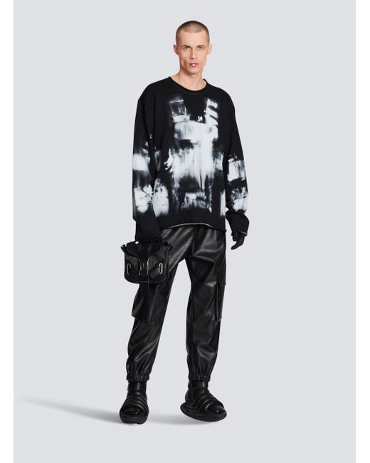 Balmain Black Faux Leather Cargo Trousers for men
