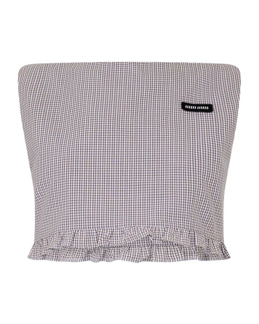 Miu Miu Gray Check Top Crop