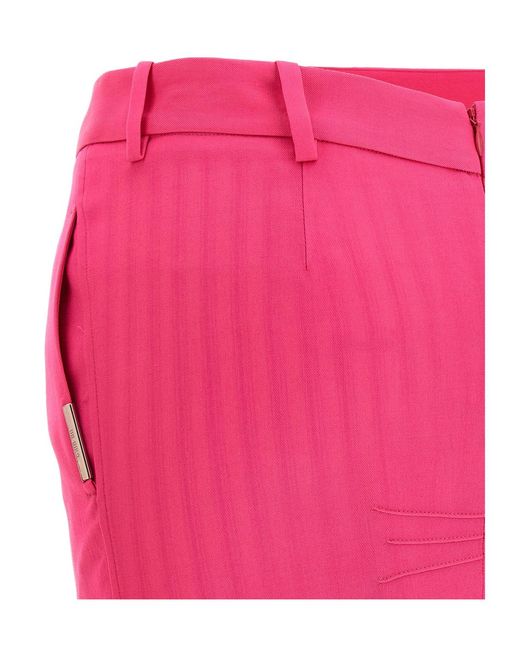 The Attico Pink Belt Loop Midi Skirt