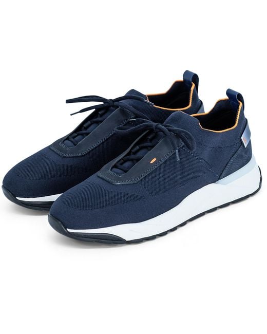 Santoni Blue Flin Slip-On Sneakers for men