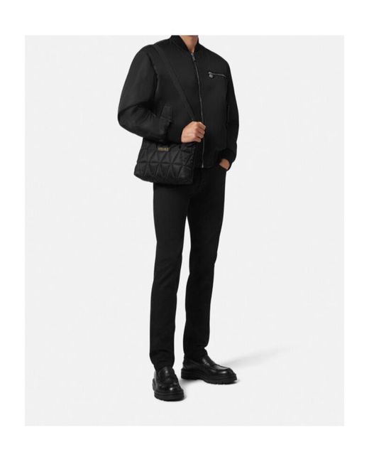 Versace Black Zip-Up Padded Shoulder Bag for men