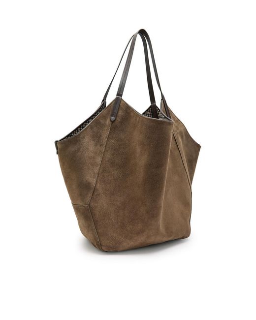Brunello Cucinelli Brown Reversible Suede Tote