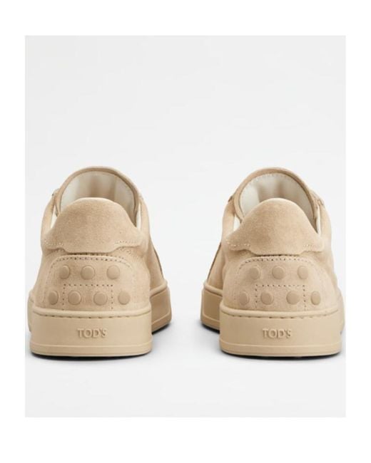 Tod's Natural Round Toe Lace-Up Sneakers