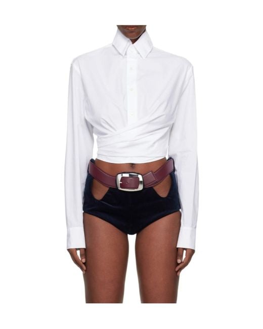 Jean Paul Gaultier White Wrapped Cropped Shirt