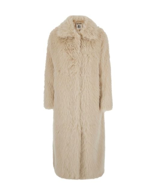 Semicouture Natural Semi Couture Notched Ecofur Coat