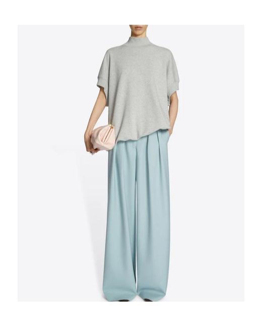 Dries Van Noten Blue Wide-Pleated Casual Pants